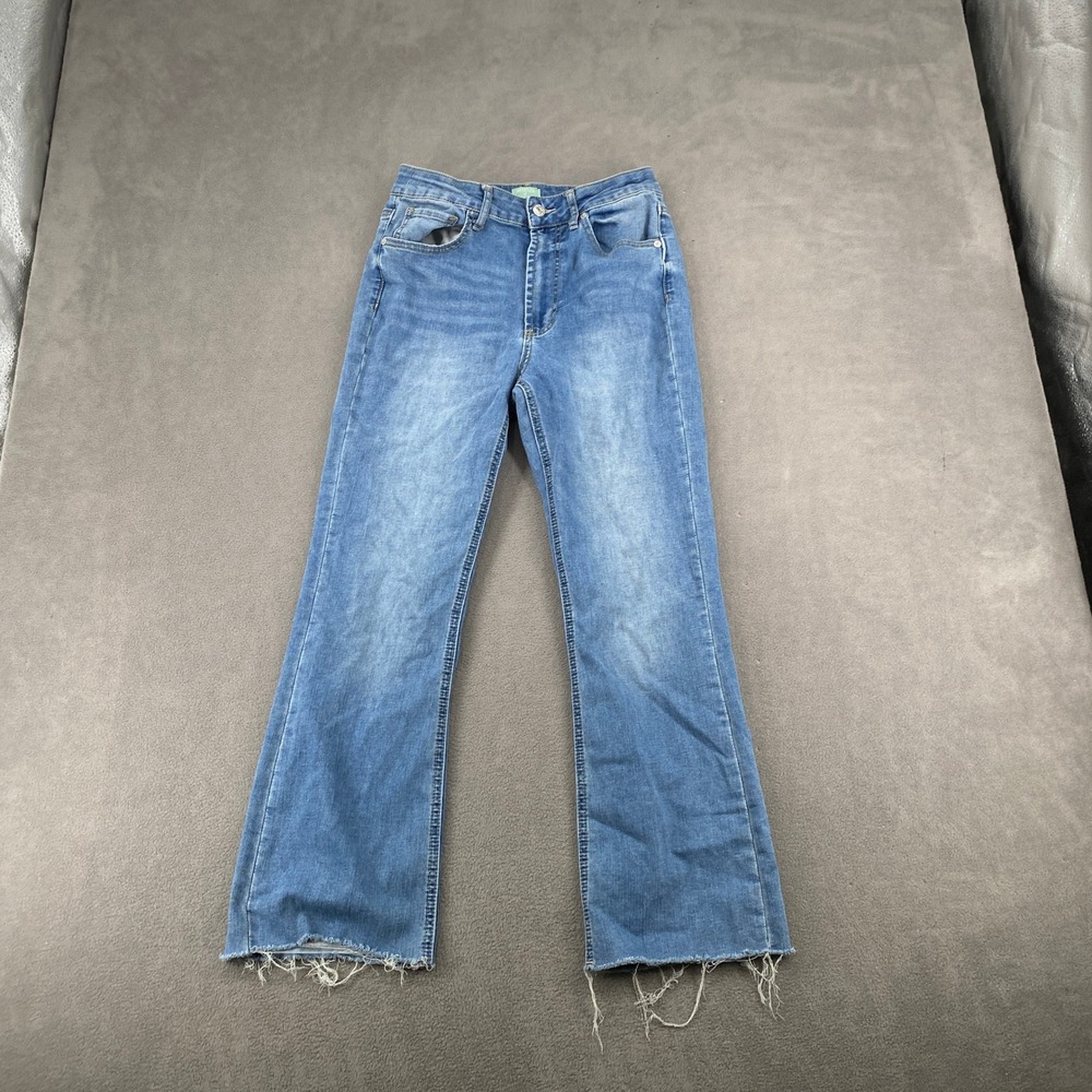 Articles of Society The Linden High Rise Cropped Flare Jeans Blue 4/27 Raw Hem
